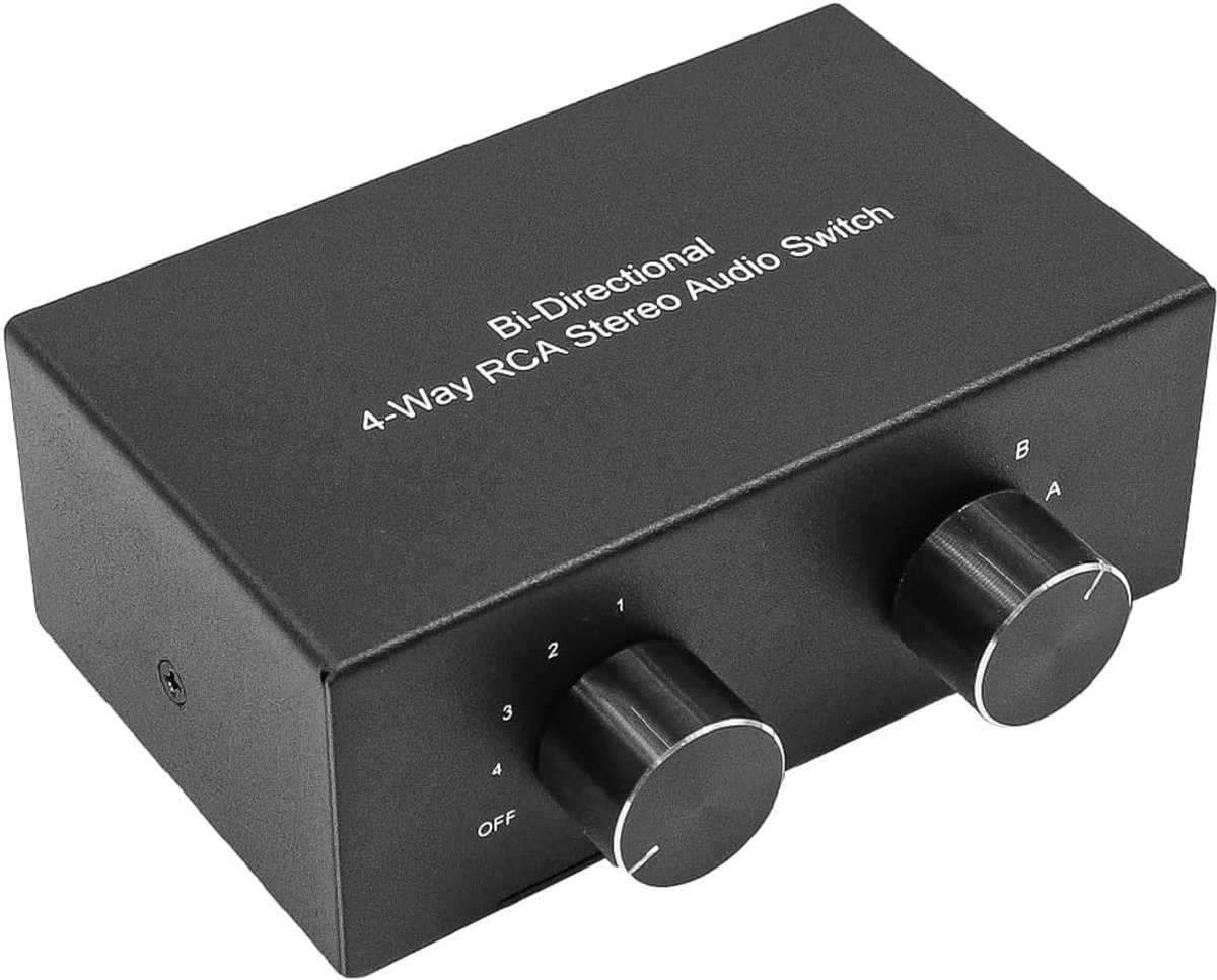 Audio switcher RCA 4 ingangen 2 uitgangen - geluidssplitter - geluidskwaliteit onveranderd - eenvoudig schakelen - SnelShoppen