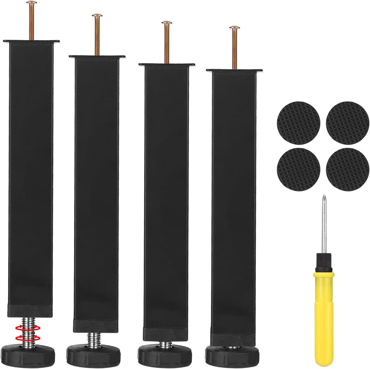 Verstelbare meubelpoot 20cm - metaal - antislip rubberen pads - ideaal voor zware meubels - SnelShoppen