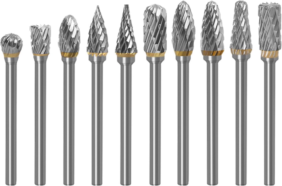 Frezen set 10 stuks - carbide met 3mm schacht - slijpen en graveren - precisie snijwerk - SnelShoppen