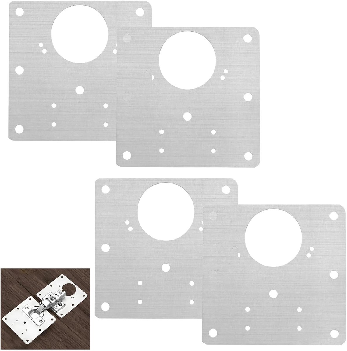 Hinge Repair Plates 4 stuks - RVS 9 x 9 cm - Universele reparatieset - Voor keukenkasten en deuren - SnelShoppen