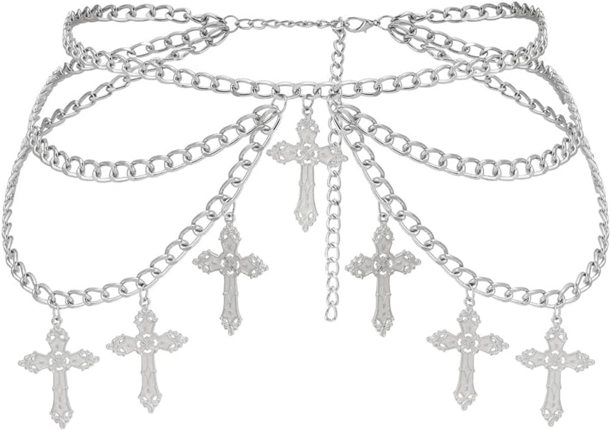 Punk Taille Ketting Verstelbaar - Gothic Accessoire - Cross Layers - Perfect voor Feestjes - SnelShoppen