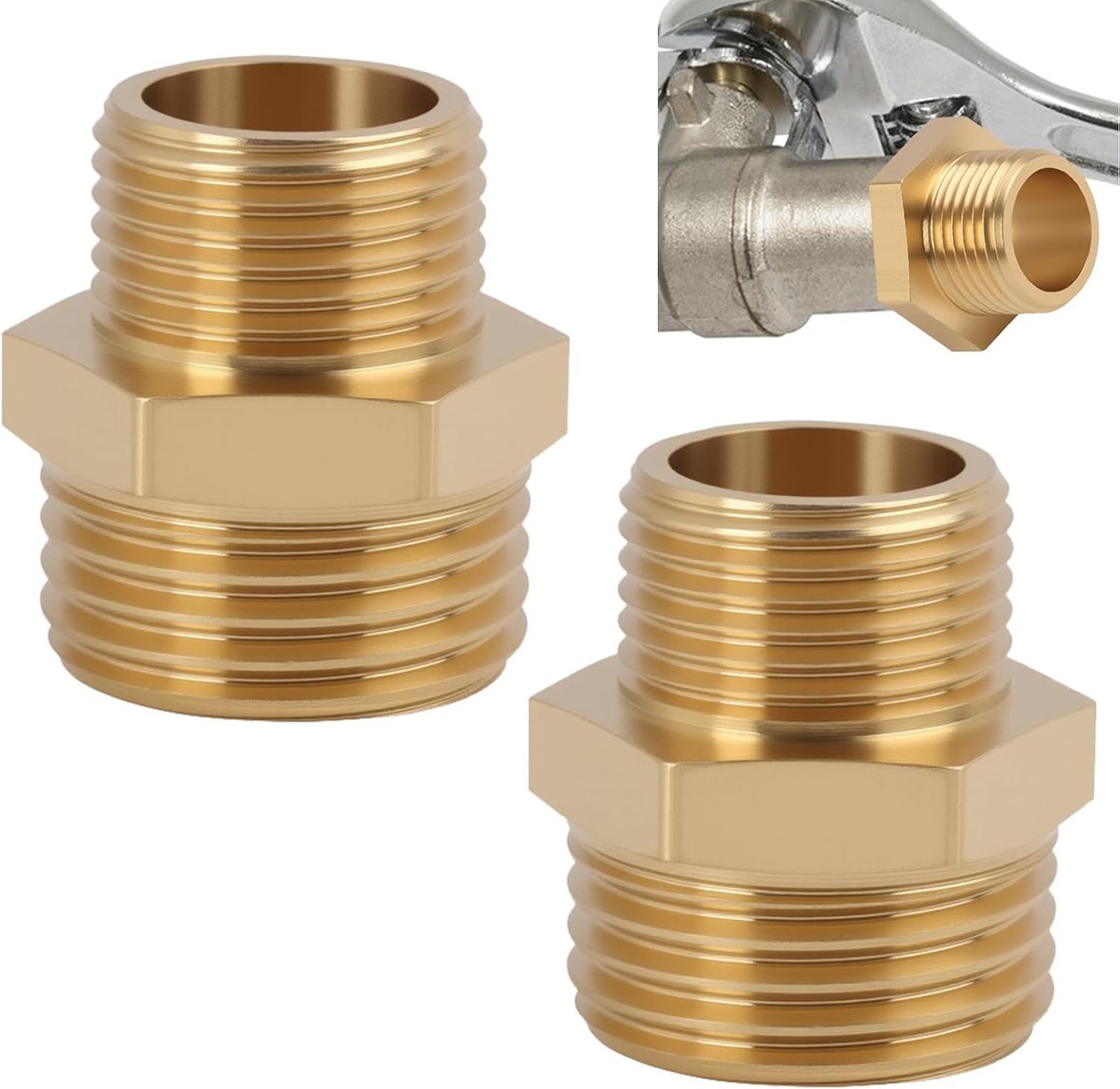 Double nipple 1/2 inch x 3/8 inch - robuust messing - duurzame verbinding - ideaal voor waterleidingen - SnelShoppen