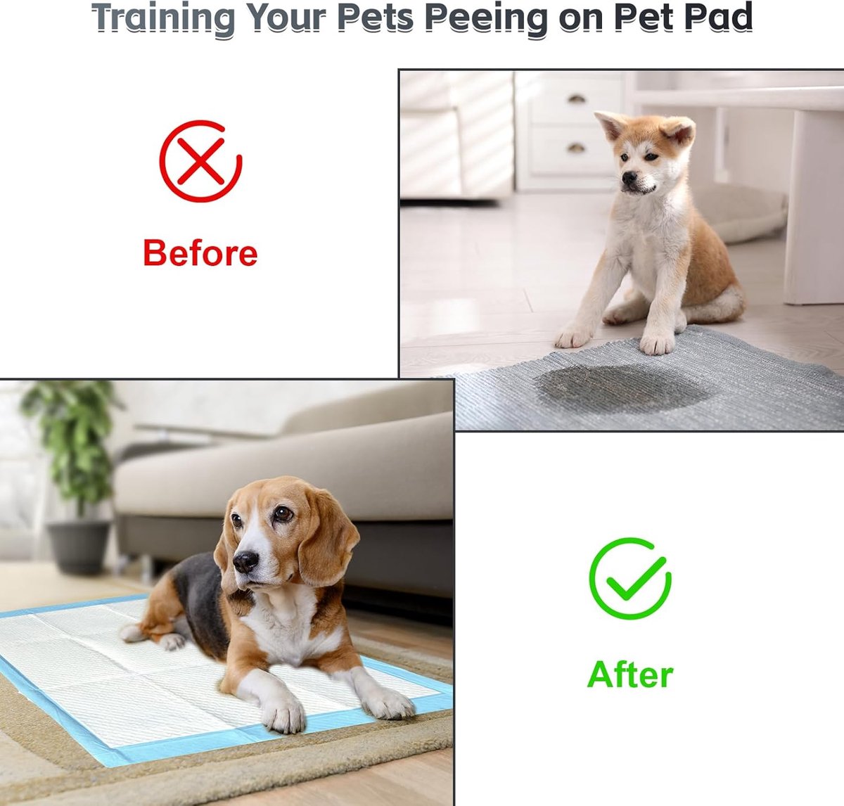SnelShoppen - Puppy Pads Training Pads Voor Honden, Super Absorberend, Lekvrij, Extra Groot 60x60CM, 30 Stuks Dikkere Potty Pads