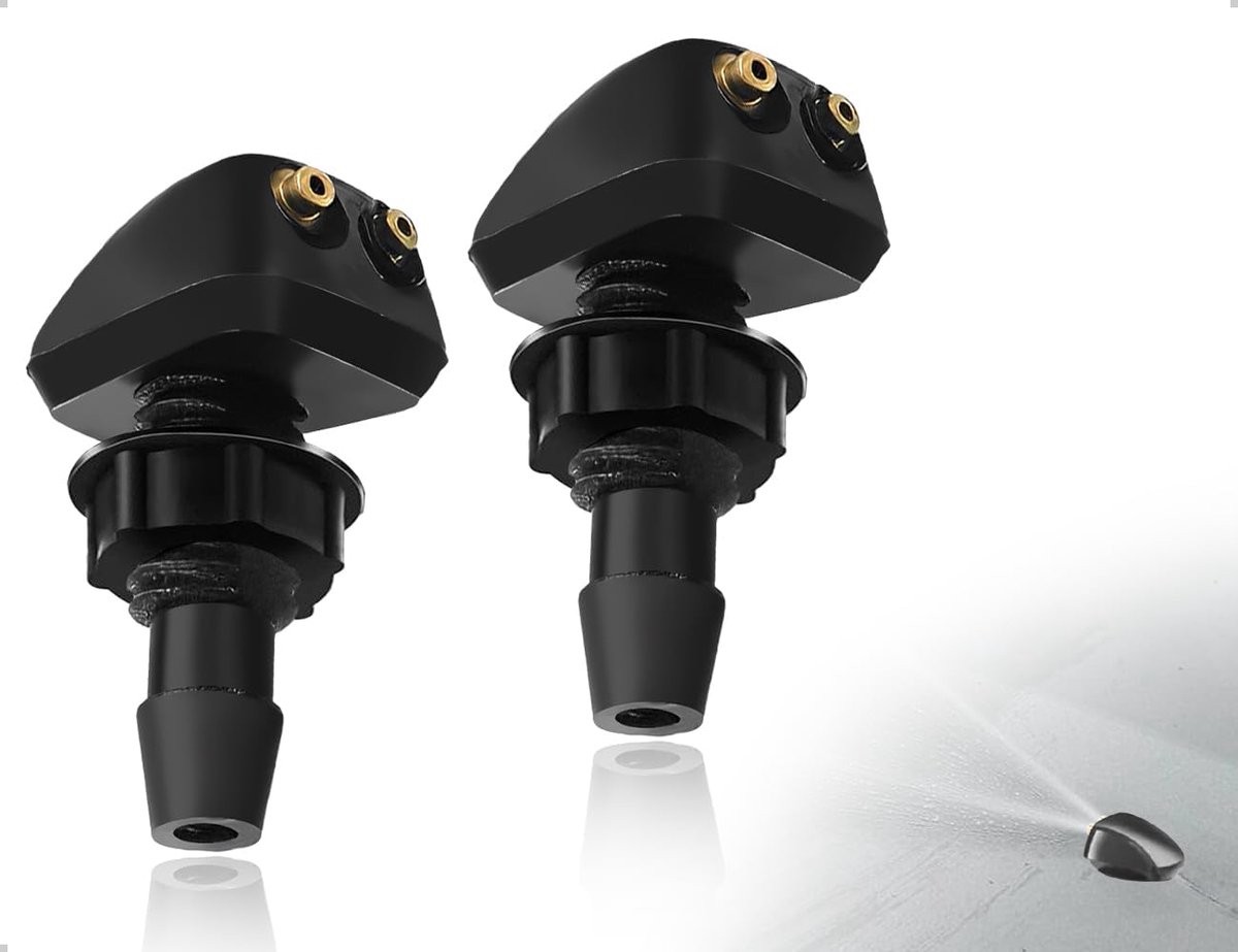Windscreen wiper nozzles set van 2 - universeel zwart - dubbel gat ontwerp - optimale reiniging - SnelShoppen