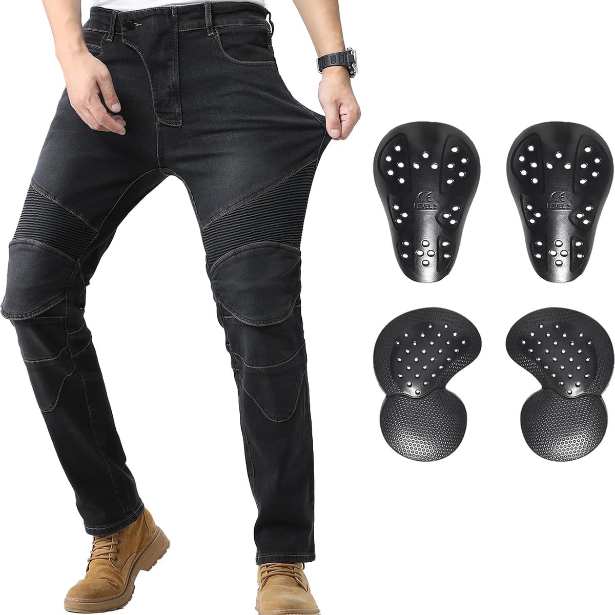 Motorfietsjeans heren - Beschermende motorbroeken - Afneembare CE-armor - Veiligheid en comfort - SnelShoppen