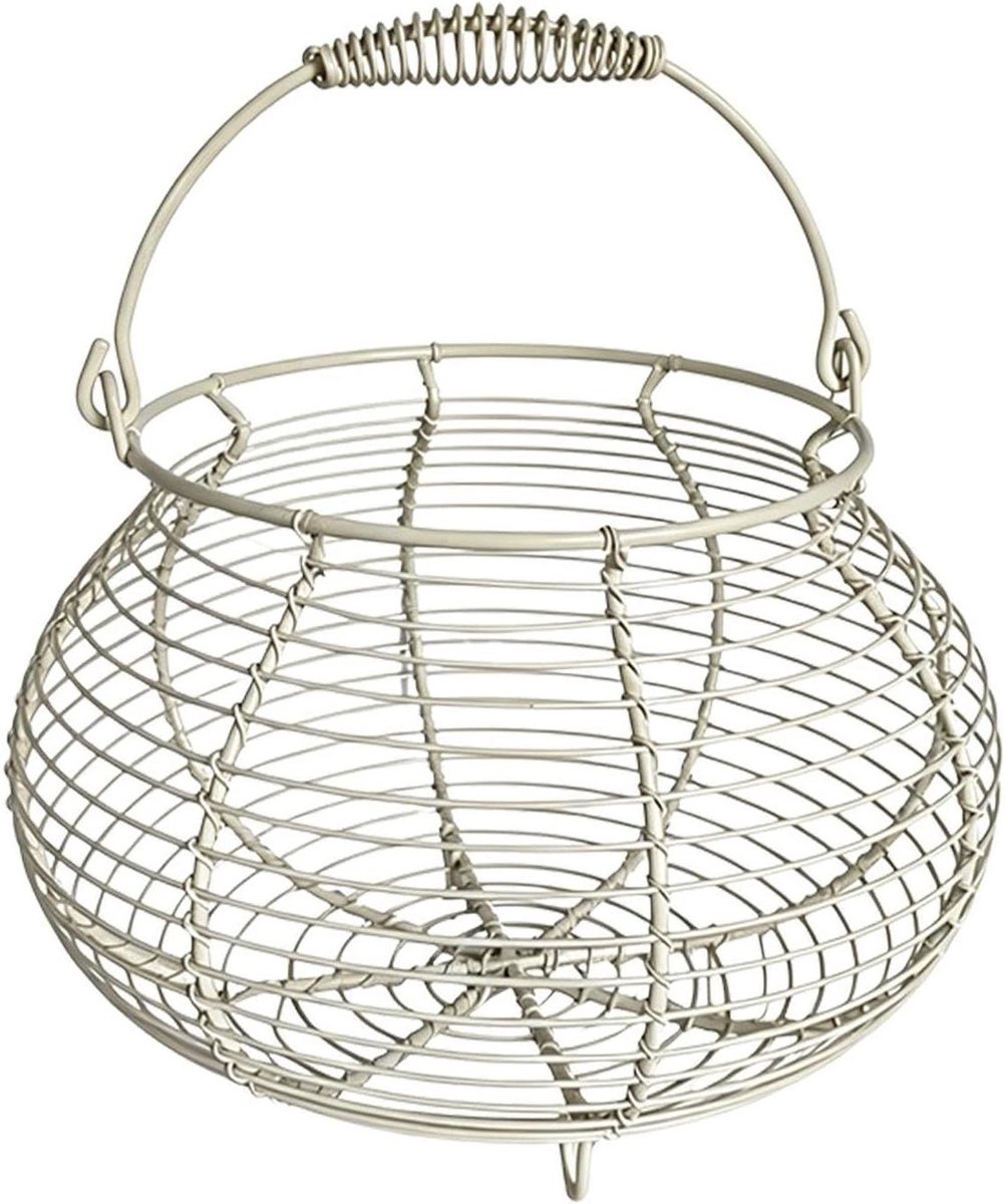 Kippeneiermand - Eierverzamelmand - Eieren Verzamelen - Roestbestendig Draadframe - 20 x 15 cm - Beige