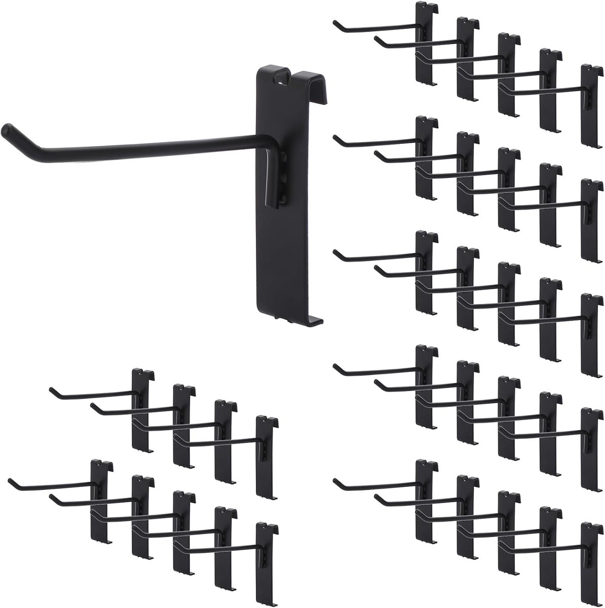 Gridwall haken 35Stuks - Zwart met notches - Geschikt voor 6" panelen - Ideaal voor winkelpresentatie - SnelShoppen