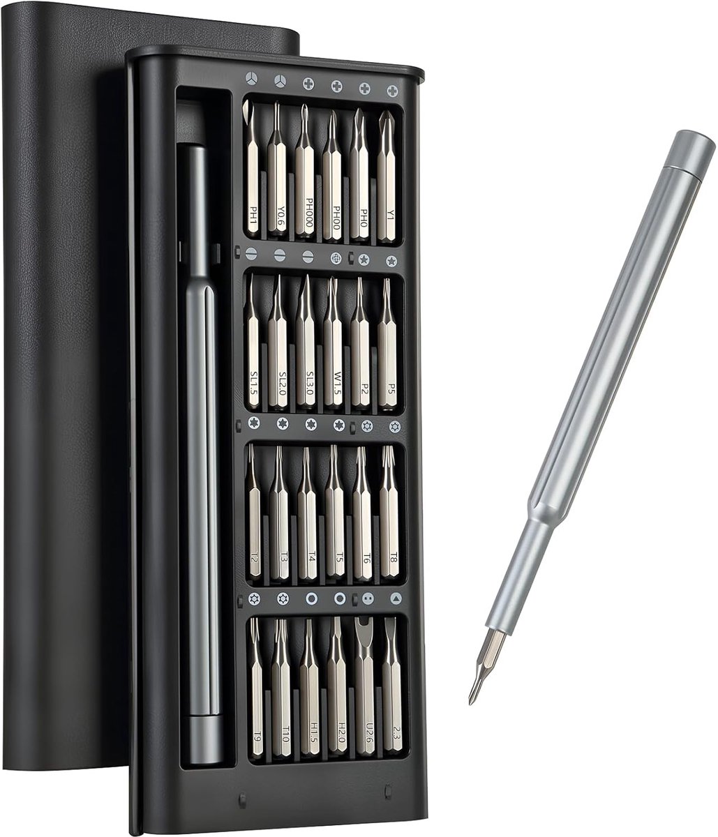 Mini 25-in-1 schroevendraaier set - magnetische handle - met opbergdoos - ideaal voor elektronica - ShopVlot