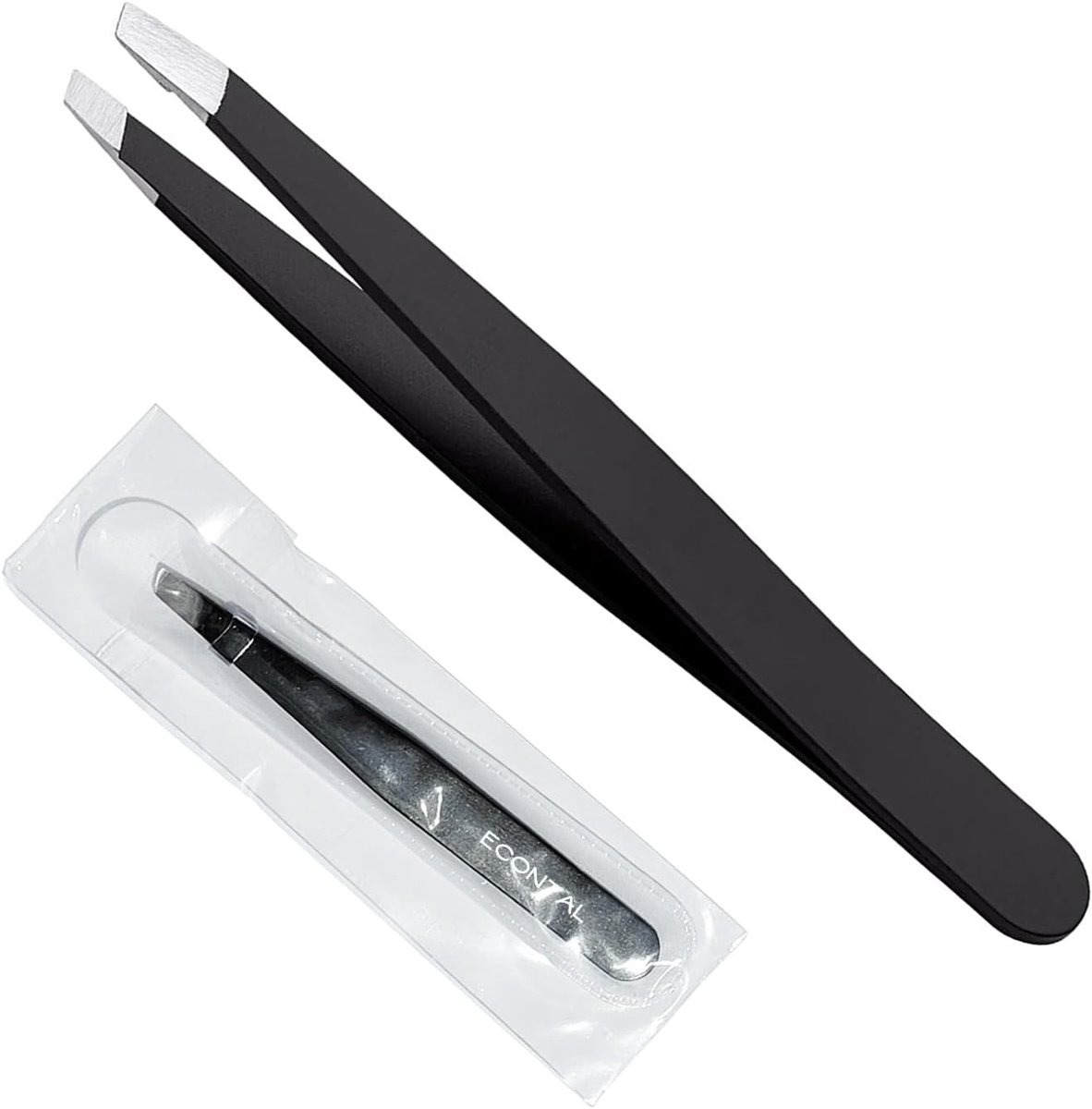 Pincet met hoes - gebogen punt - mat zwart - precies ontharen - ShopVlot