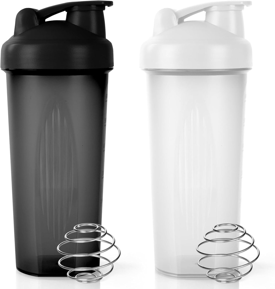 Protein shaker 600 ml - zwart + wit - lekvrij ontwerp - ideaal voor fitness - ShopVlot
