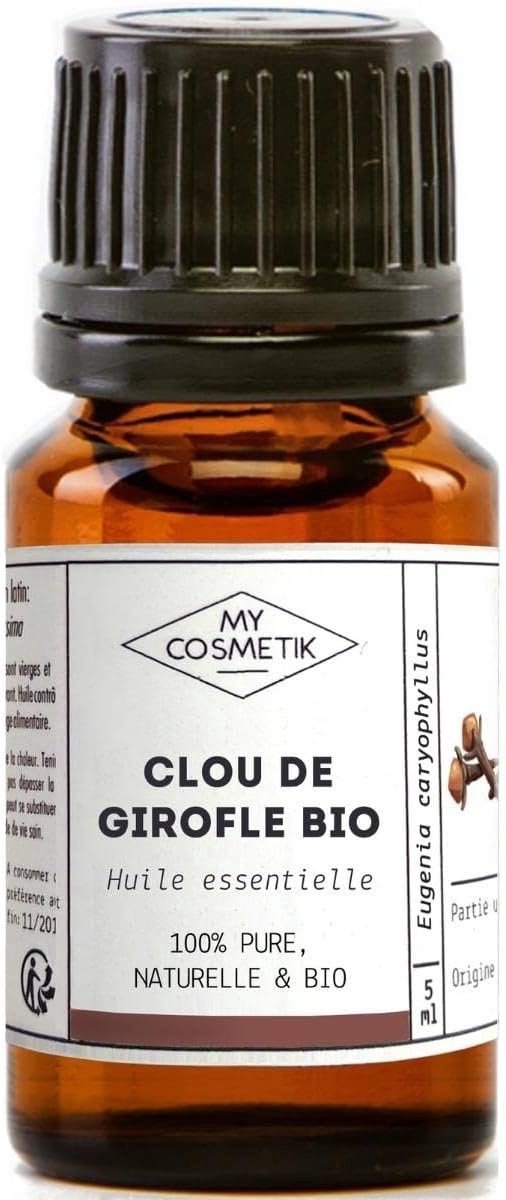 SnelShoppen - 100% Pure Organische Kruidnagel Etherische Olie - ECOCERT Gecertificeerd - 10ml - Anesthetisch en Antiinfectie - Ideaal voor Tandproblem