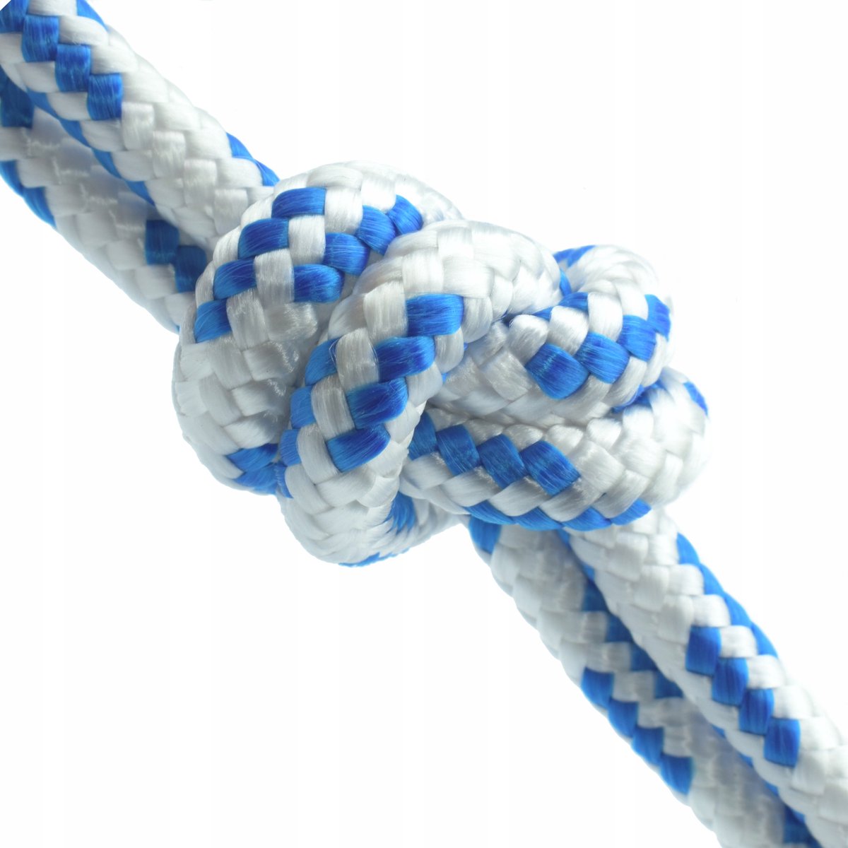 Merkloos Gevlochten Polypropyleen Touw - 10 mm - Wit met Blauwe Streep