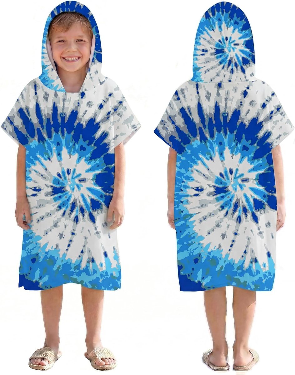 SnelShoppen - Sneldrogende surfponcho voor kinderen, capuchonhanddoek van microvezel, ideaal voor zwemmen, strand, surfen, duiken, thuis en wellness