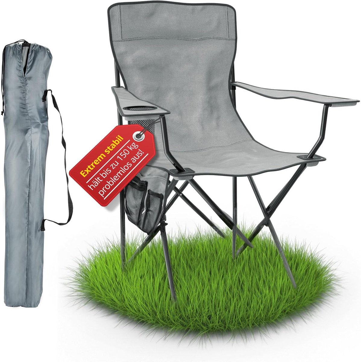 Campingstoel opvouwbaar - Hoogte rugleuning 45 cm - Inclusief draagtas - Comfortabel voor onderweg - ShopVlot