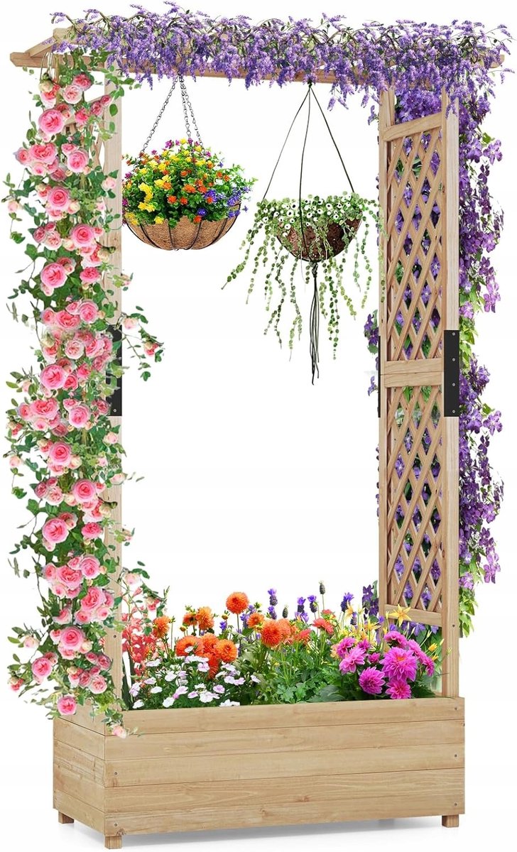 Houten bloembak met pergola - Tuin, Balkon & Terras