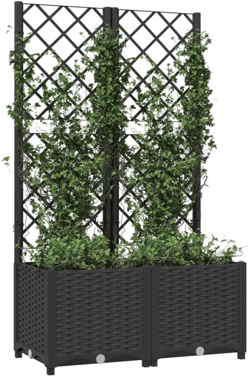 Bloembak met Trellis - Tuin & Balkon - Zwart