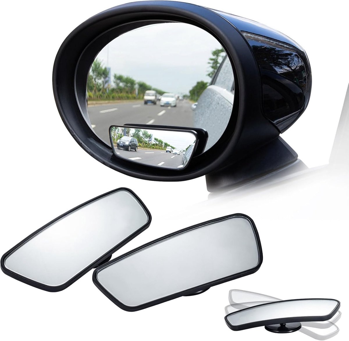 Blind spot mirrors set van 2 - Convex achteruitkijkspiegel - 360° draaibaar - Verhoogt veiligheid tijdens rijden - ShopVlot