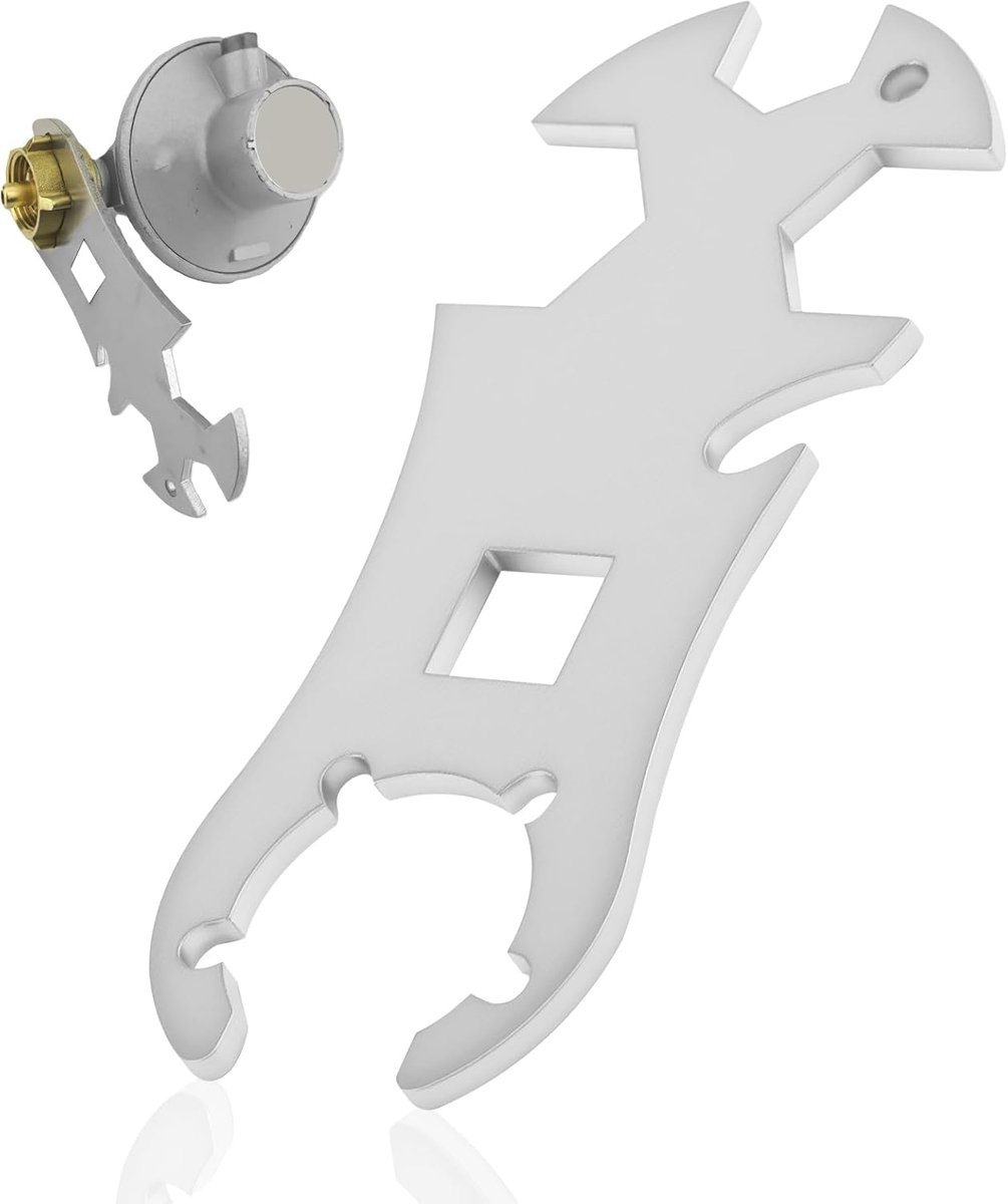 Multifunctionele sleutel voor gasfles - RVS, 3 maten (13/17/19 mm) - Met geïntegreerde flesopener - Ideaal voor camping - ShopVlot