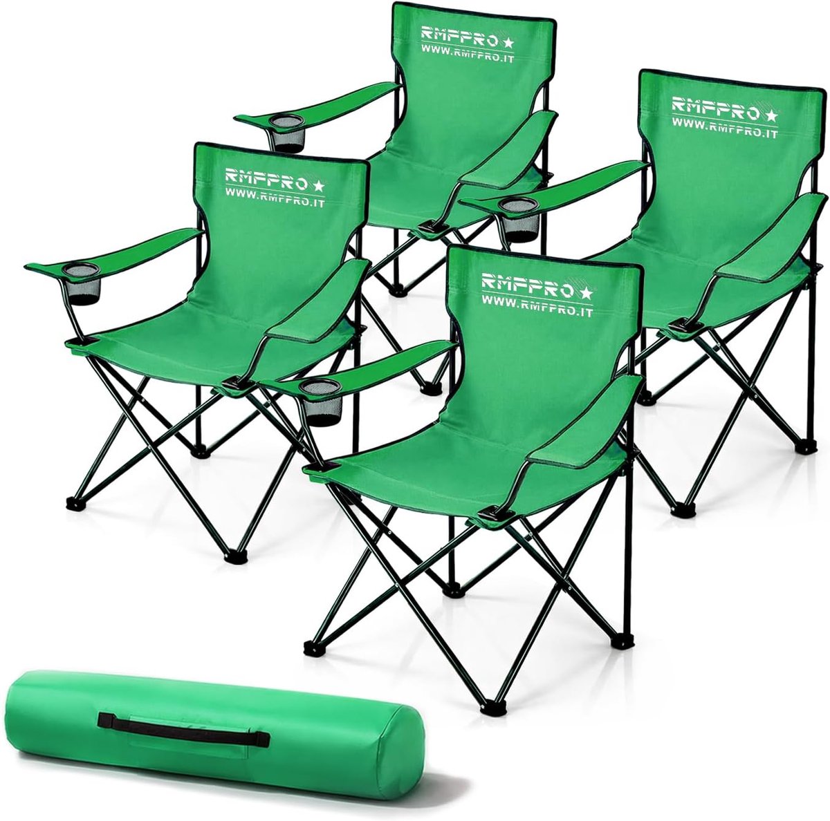 Vouwbare campingstoelen set van 4 - lichtgewicht stof - met bekerhouder - ideaal voor strand en tuin - ShopVlot