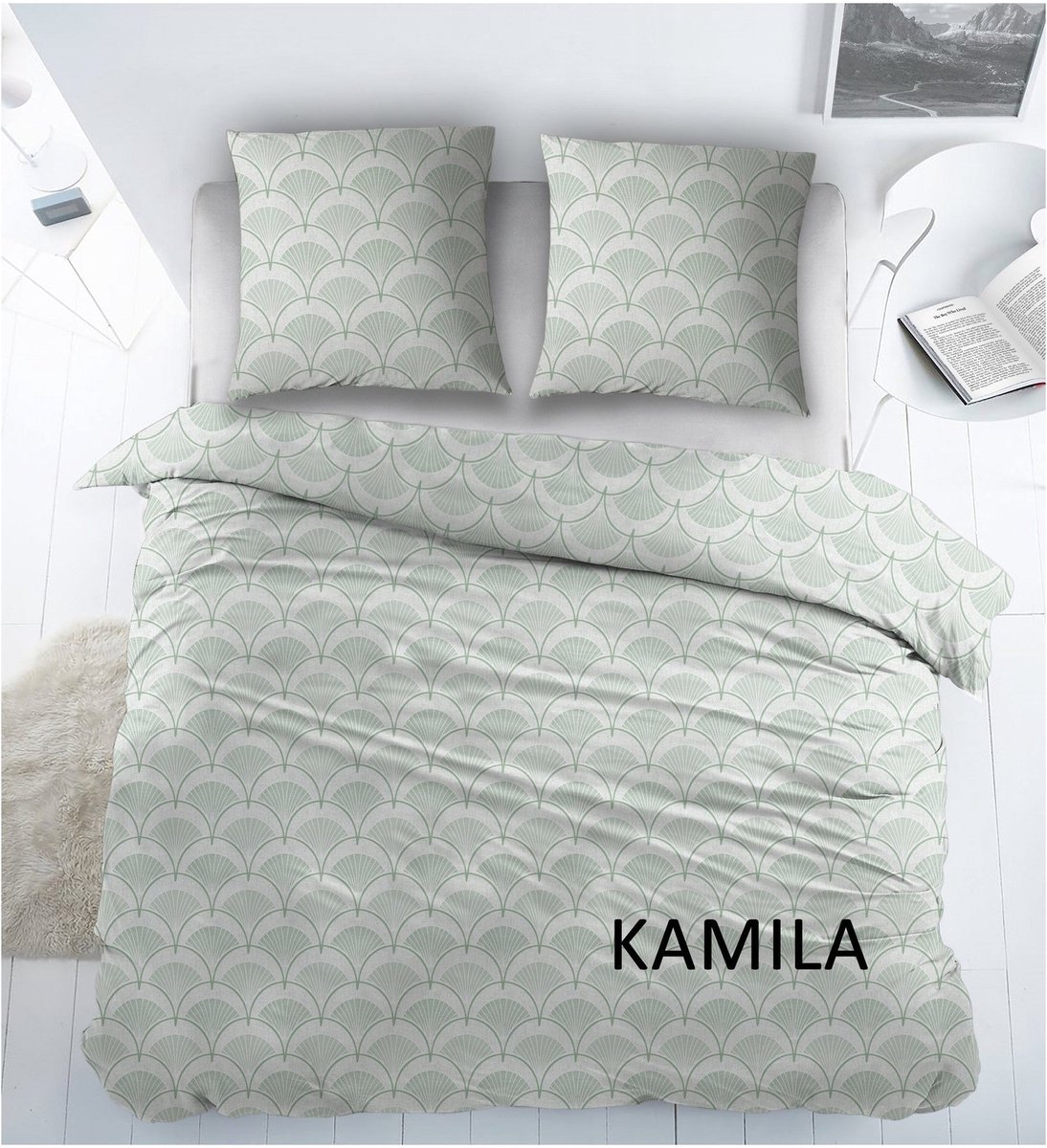 Sleepnight Dekbedovertrek Katoen Kamila - Groen - 200 x 200/220 cm + 2 kussenslopen - [Groen]