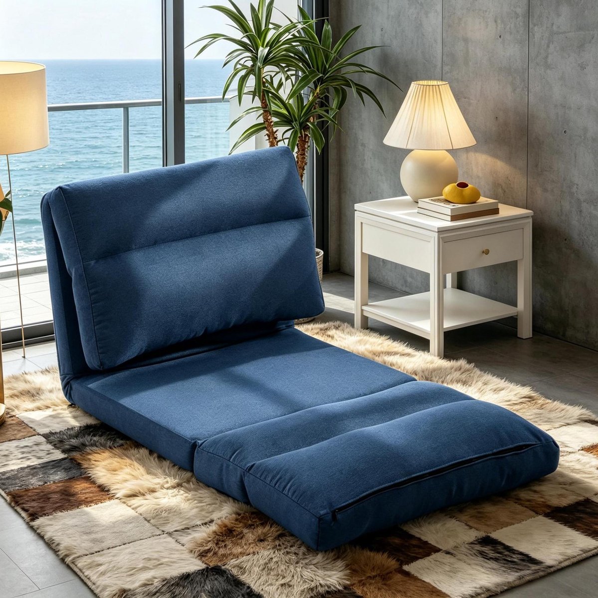 STILVORA Fauteuil 70 X 72 X 56 Cm - Handmatig Verstelbare Rugleuning En Uitklapbaar Tot Ligbed - Voor Woonkamer En Relaxhoek - Stof Donkerblauw