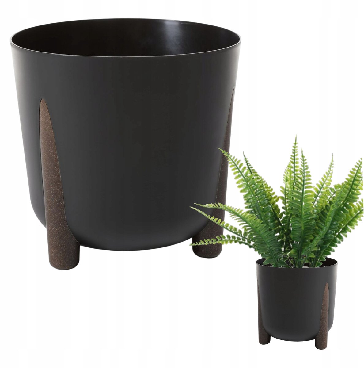 Moderne zwarte plantenbak op poten 33x32cm - Stijlvol interieur en exterieur