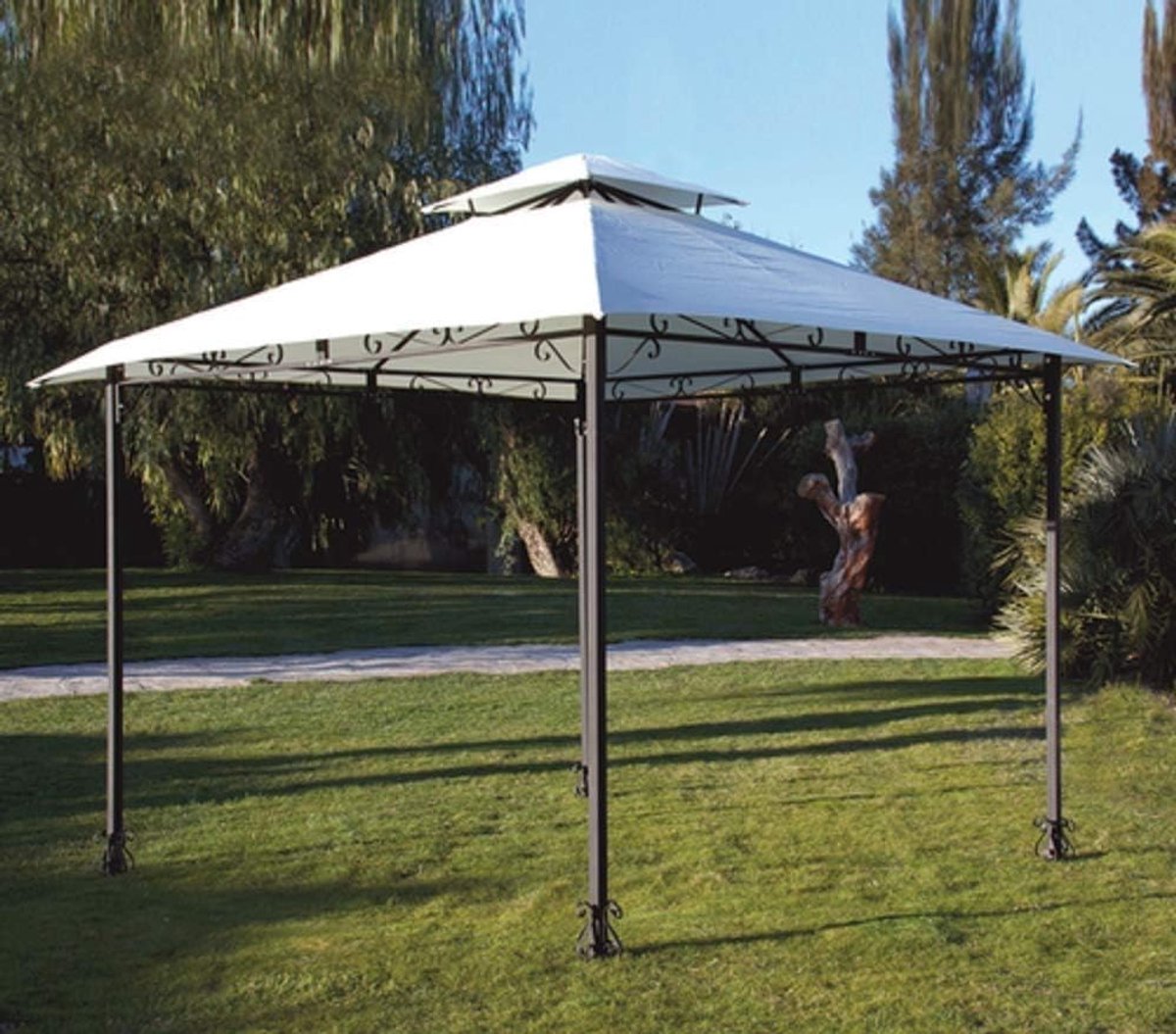 SnelShoppen - Top Gazebo Zeil 3 x 3 m Ecru met Luchtventilatie Hoeken, Universeel, Ideaal voor Feest, Tuin, Camping