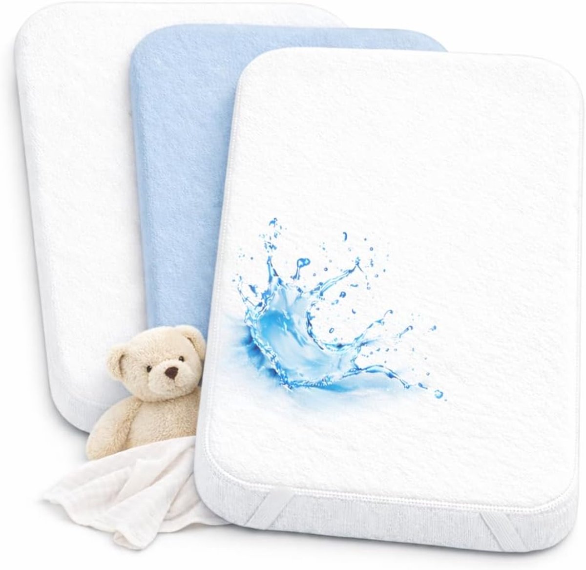 Fitted sheet 50 x 83 cm - Set van 2 - Katoen - Inclusief waterproof matrasbeschermer - ShopVlot