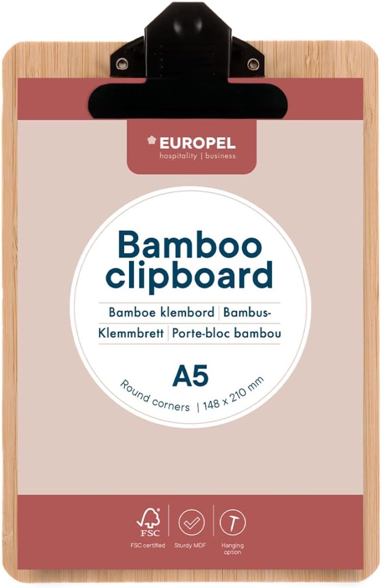 Bamboe Clipboard A5 - Duurzaam Houten Hardboard - Zwart Metalen Clip - Ideaal voor Kantoor en School - ShopVlot
