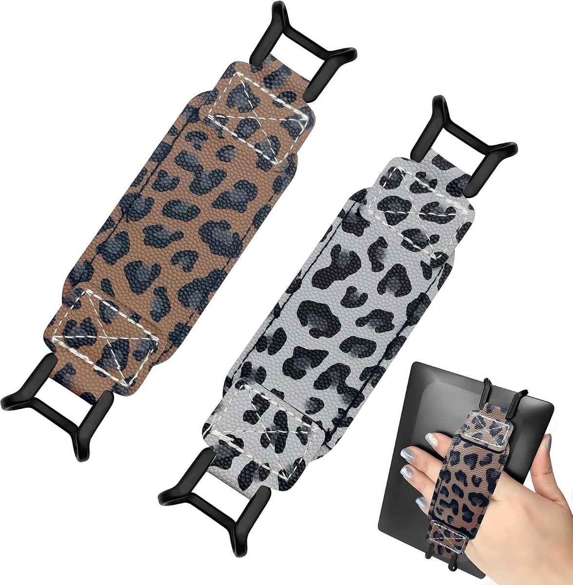 Bevestigingsband voor tablets 6-8 inch - elastisch en antislip - comfortabel lezen met één hand - bruin + grijs - ShopVlot