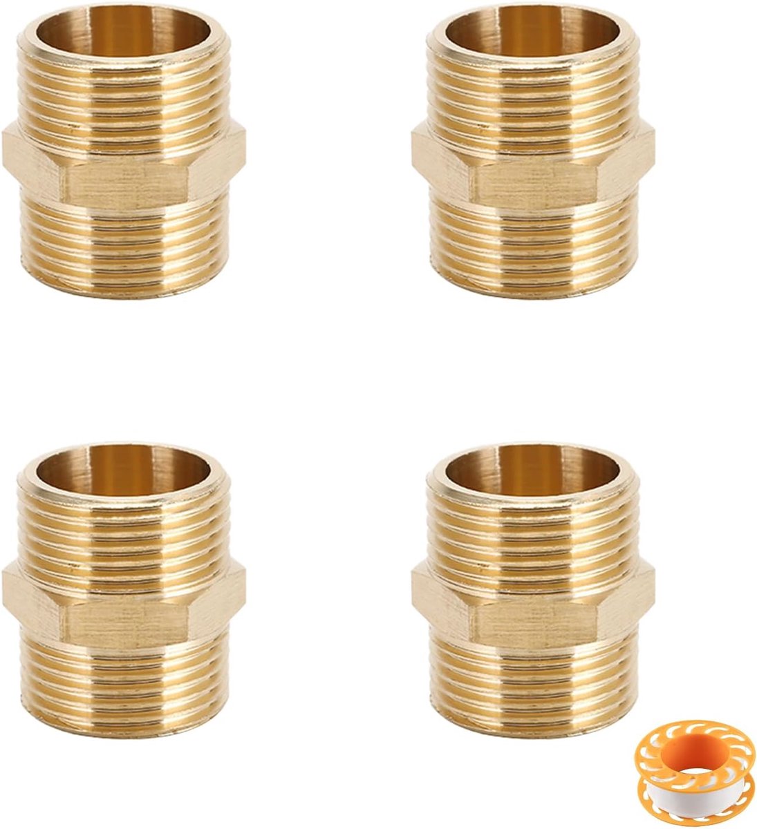 Dubbele nippel G1 inch AG/AG DN25 - messing - roestvrij en corrosiebestendig - ideaal voor drinkwaterleidingen - ShopVlot