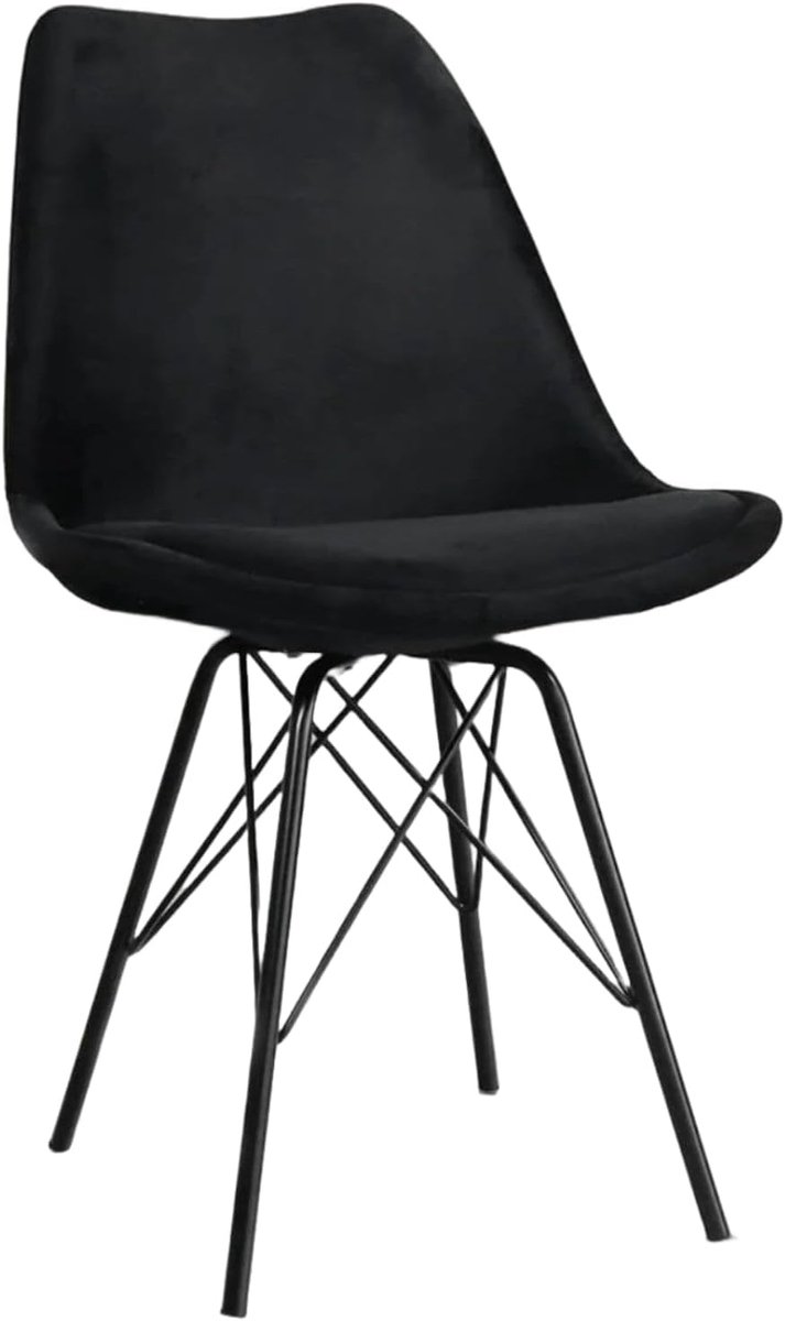 Eetkamerstoel 6 stuks - Zwarte velvet eetkamerstoel - Eenvoudige montage - Comfortabel zitten - ShopVlot