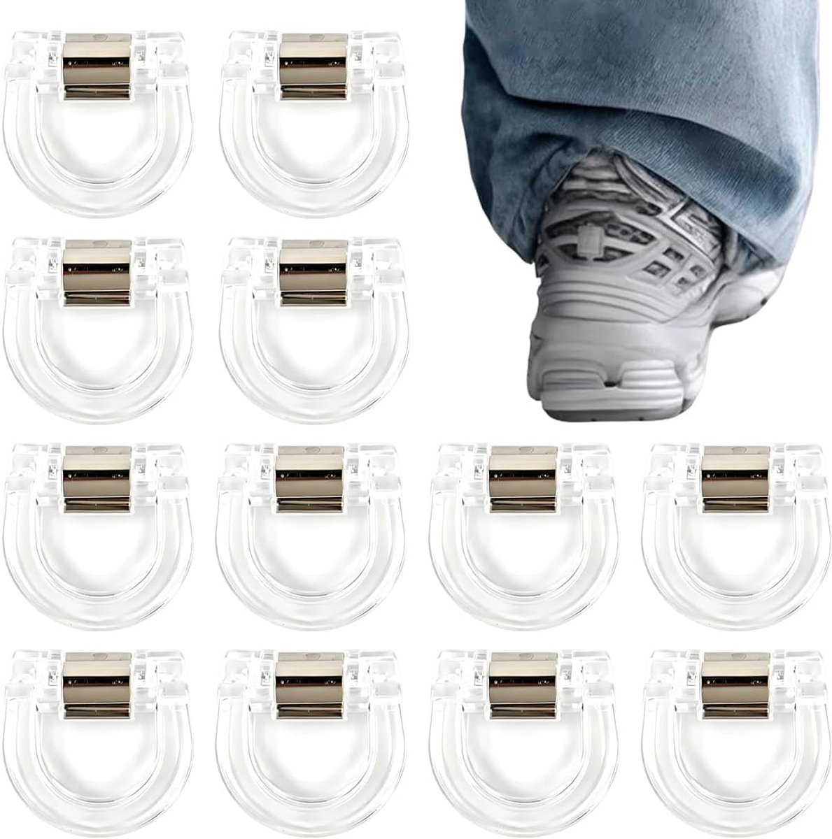 Broekclips 12 stuks - Verstelbare stoffen houders - Antislip spanners - Voor tijdelijke bevestiging - ShopVlot