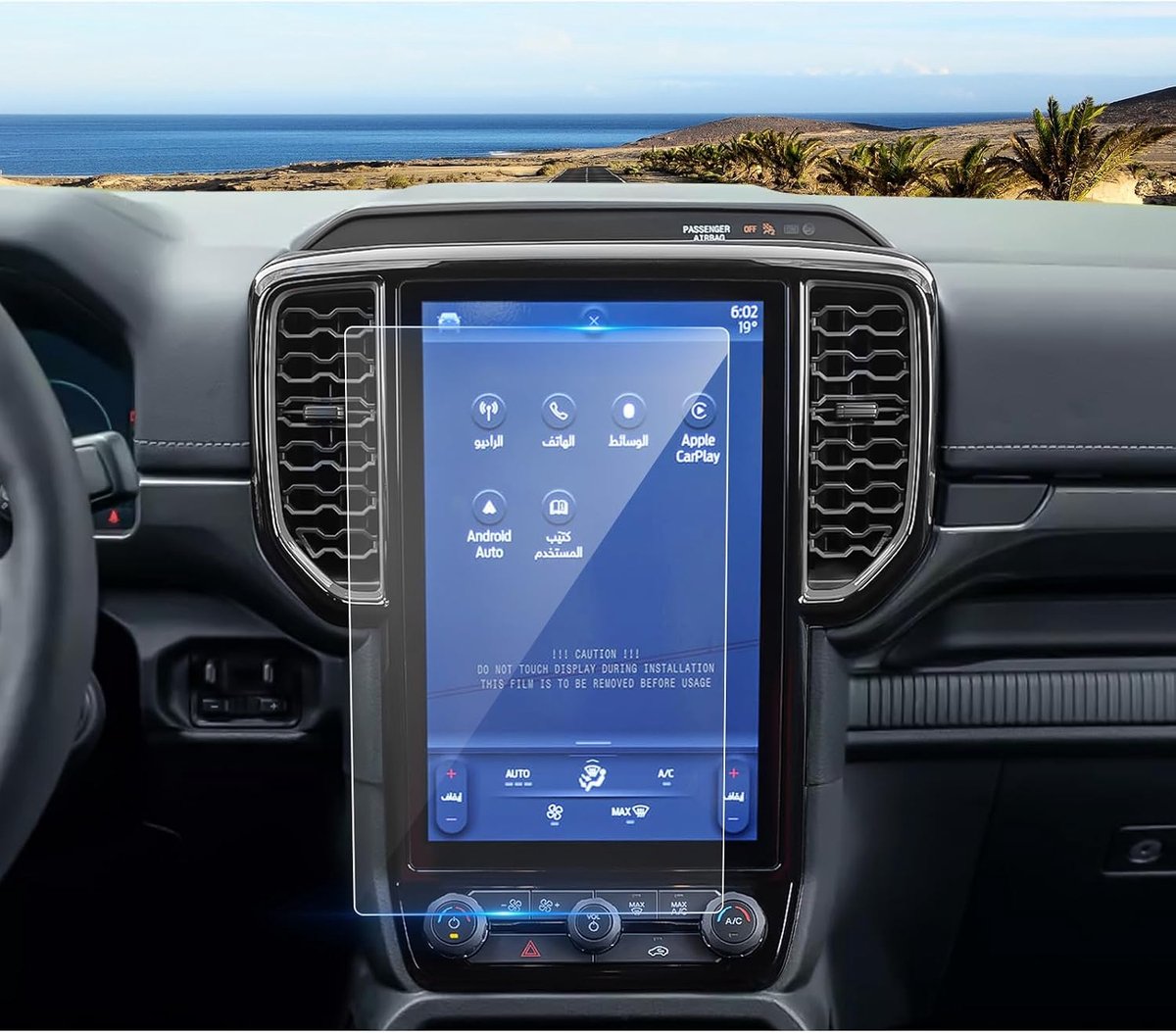 SnelShoppen - Navigatie Beschermfolie Voor Ford Ranger 2023 2024, 12 Inch Tempered Glas Screen Protector, 9H Krasbestendig GPS Scherm Bescherming