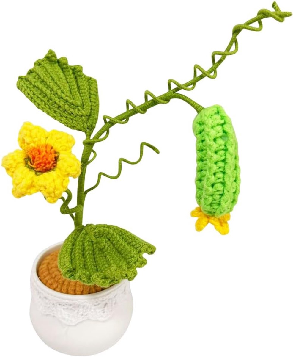 Gehaakte komkommer planten - schattige handgemaakte decoratie - kunstmatige groenten voor thuis en kantoor - ShopVlot