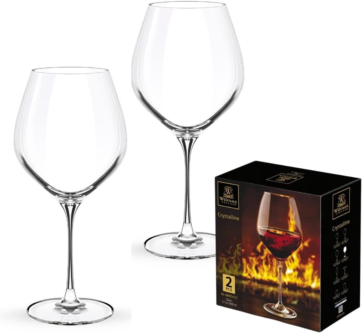 Witte wijnglazen set van 2 - 800 ml - kristalhelder glas - vaatwasserbestendig - perfect voor feestelijke gelegenheden - ShopVlot
