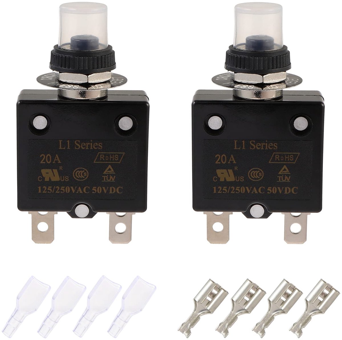 Drukschakelaar 20A Handmatige Reset - 125/250V AC - Waterdichte Toetsen - Thermische Overload Bescherming - ShopVlot