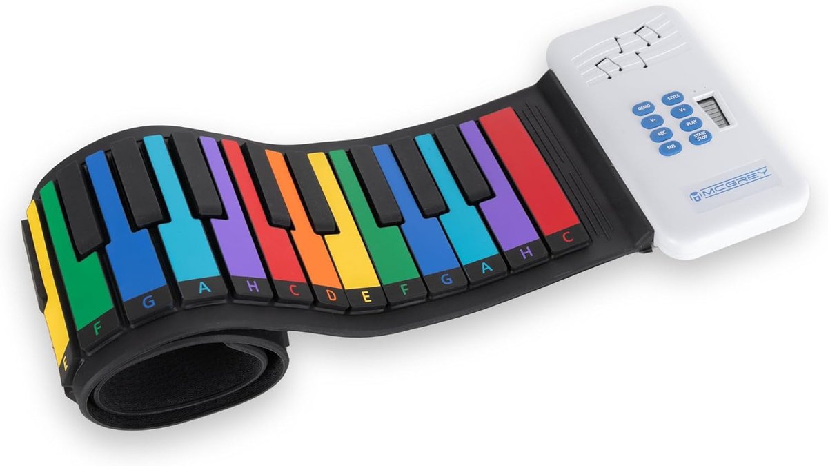 Kinderen rollpiano - 49 kleurrijke toetsen - opvouwbaar voor eenvoudig transport - ideaal voor feesten - ShopVlot