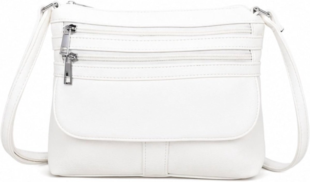 Crossbody tas 27x21 cm - kunstleer - meerdere ritszakken - ideale dagelijkse schoudertas - ShopVlot