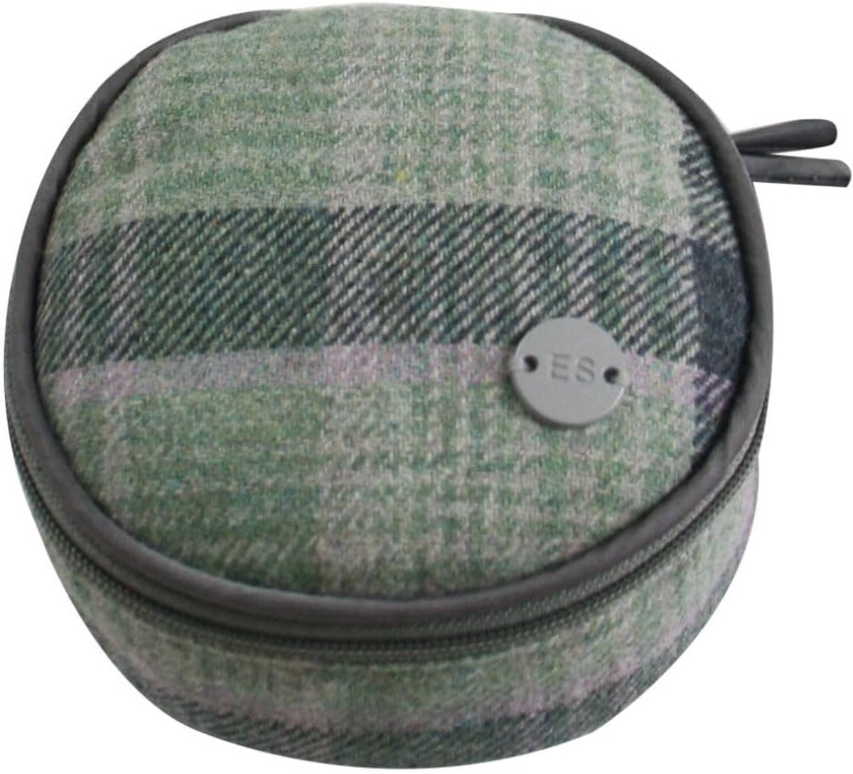 Sieradenetui compact 10x10 cm - wolmix met zachte voering - elegant tweed design - ideaal voor op reis - ShopVlot