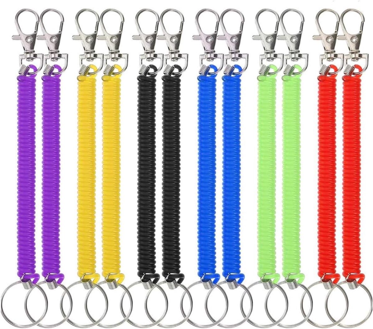 Sleutelhangers Spiralen, 12 Stuks - Stretchy Plastic - Kleurrijk met Retractable Spring - ShopVlot