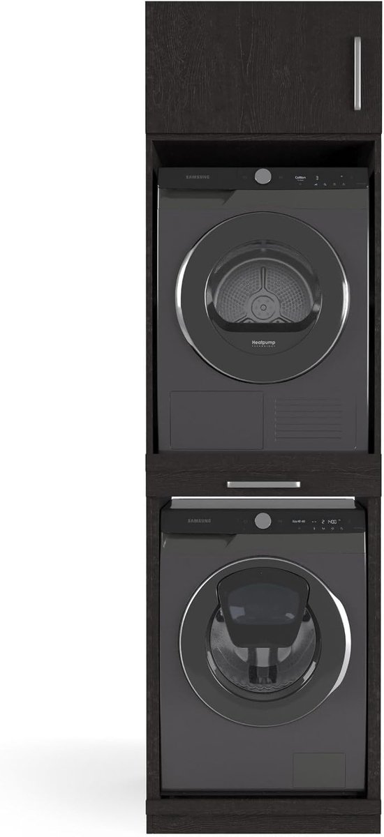 wasmachine kast sydney - 700(D)*665(B)*2350(H) mm - zwart - stijlvol en ruimtebesparend ontwerp - ShopVlot