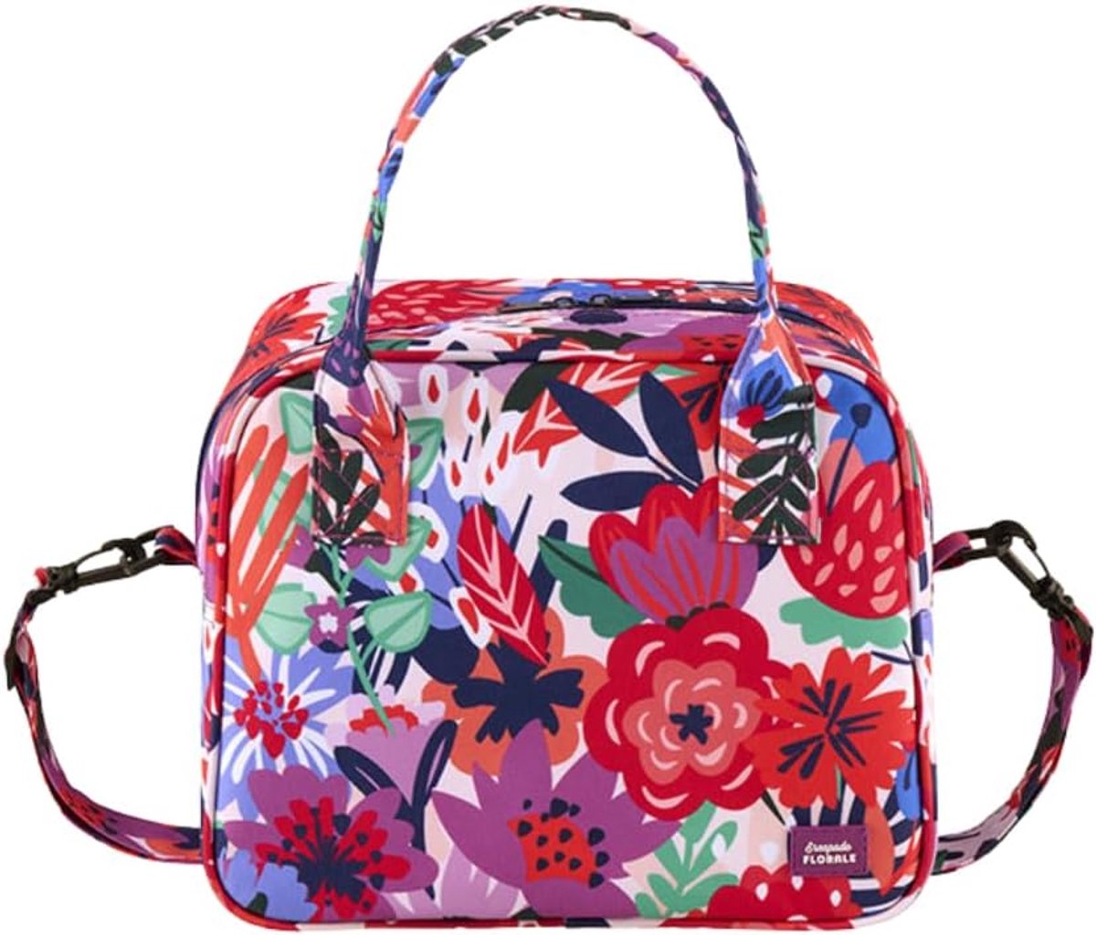 Lunchtas met isolatie - 29 x 15 x 25 cm - Polyester - Bloemenprint - Ideaal voor onderweg - ShopVlot