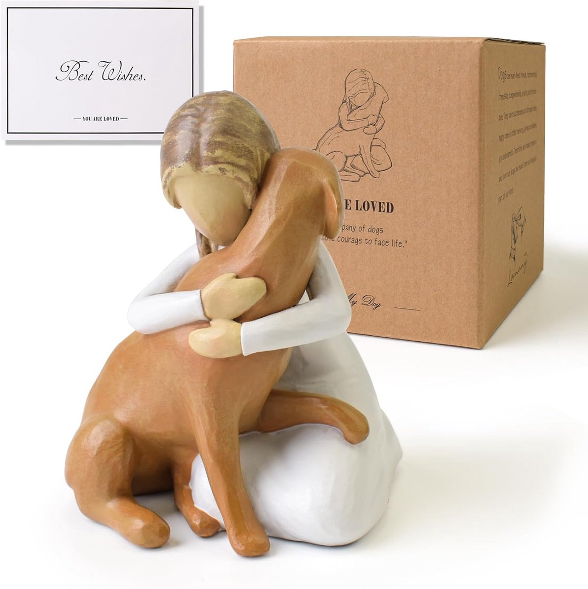 Hondenherinneringsgeschenken - Handgeschilderde Hondenengel Beeldjes - Spirituele Troost voor Hondenliefhebbers - ShopVlot