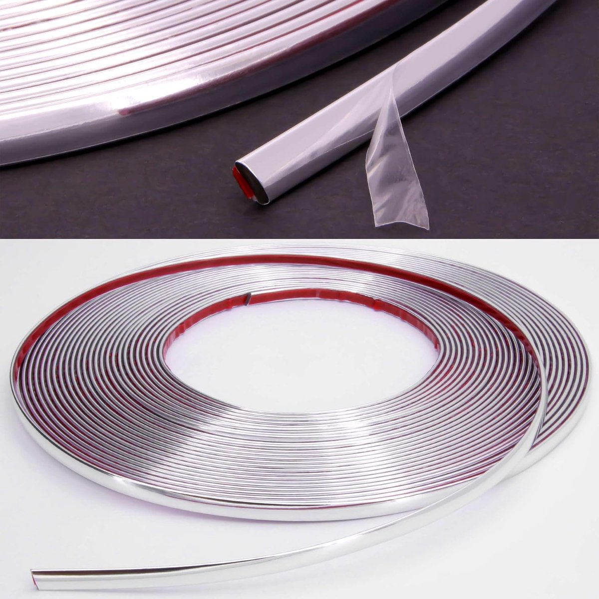 Moulding 6 mm x 15 m - chroom - zelfklevend - voor contouren en styling - ShopVlot