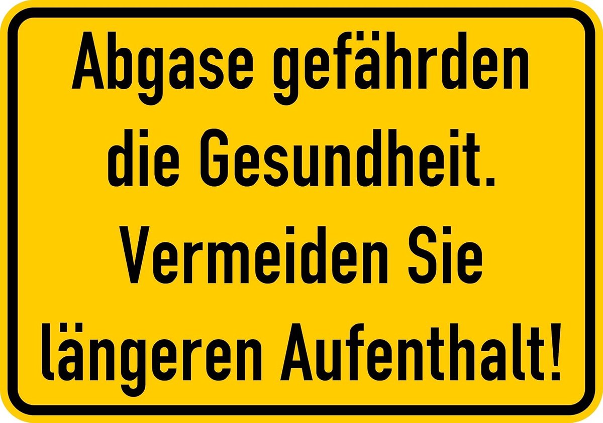 Uitlaatgassen sticker 23 x 16 cm - zelfklevende folie - glanzende uv-opdruk - waarschuwing voor gezondheidseffecten - ShopVlot