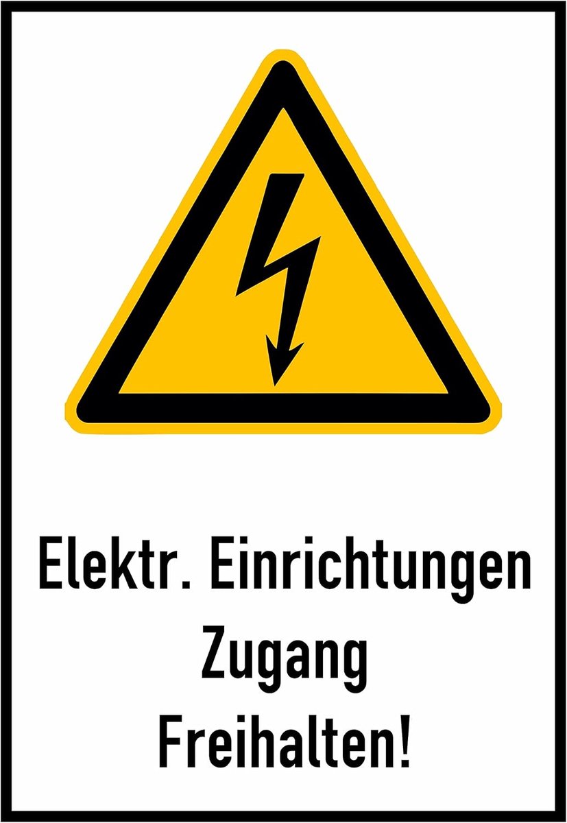 Toegang Elektrische Apparaten Vrijhouden Sticker 23x16cm - Zelfklevend - Glanzend UV-print - Veiligheidswaarschuwing - ShopVlot