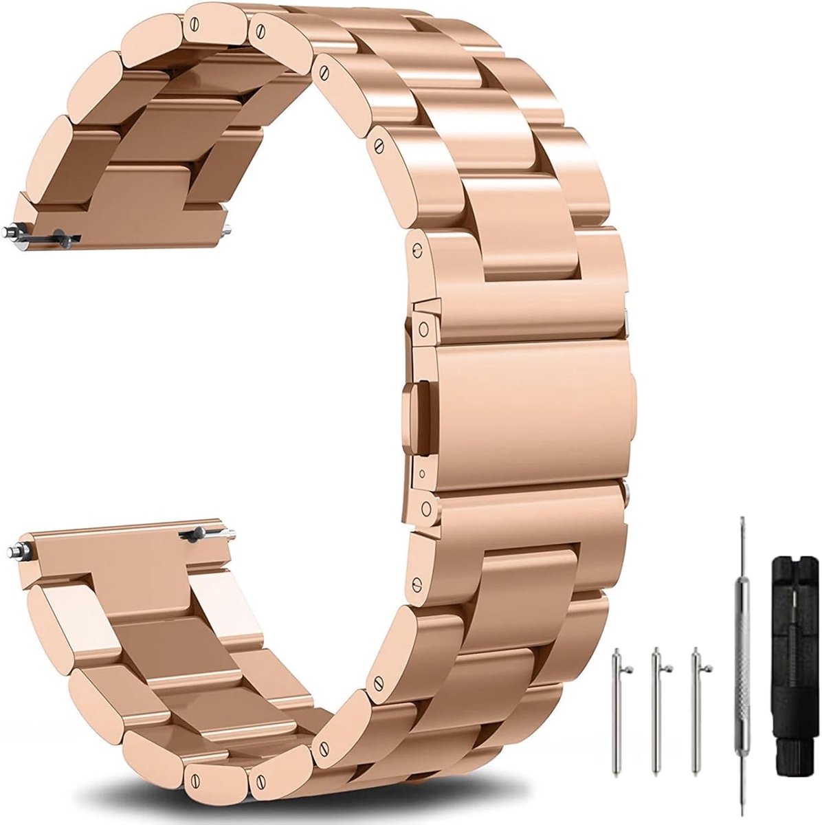 Smartwatch band 16mm 18mm 20mm 22mm 24mm - RVS geborsteld - Stijlvol design - Geschikt voor mannen en vrouwen - ShopVlot