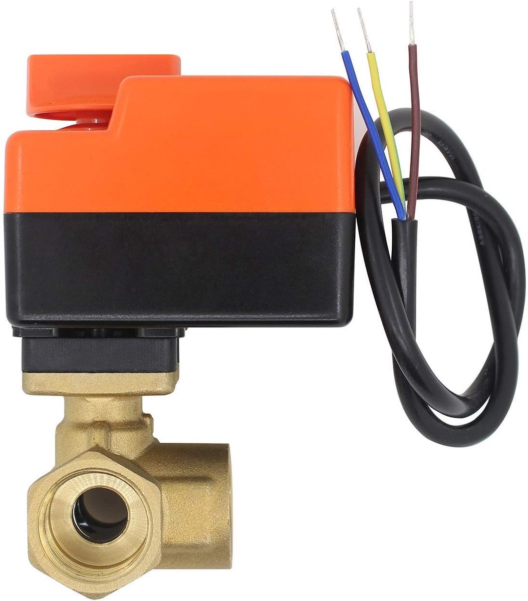 Kogelklep 3 Weg 1/2 Inch - Elektrisch met Actuator - 220V - Ideaal voor vloeistofregeling - ShopVlot