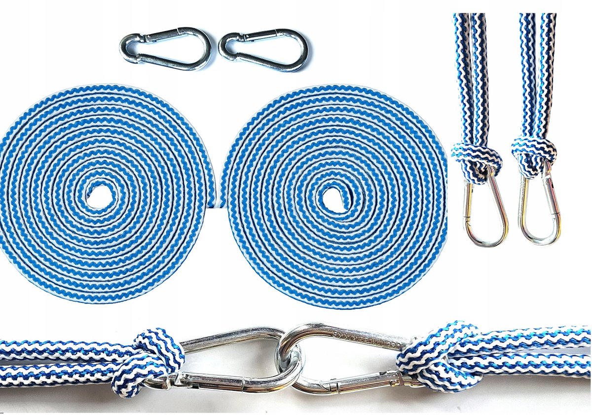 Hangmat & Schommel Ophangsysteem: 2x 4m Touw, 2x Karabijn
